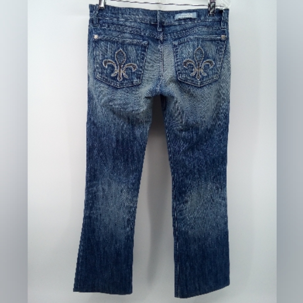 Rock & Republic Boot Cut Blue Jeans fleur de lis Jagger Cotton Blend Retro 27